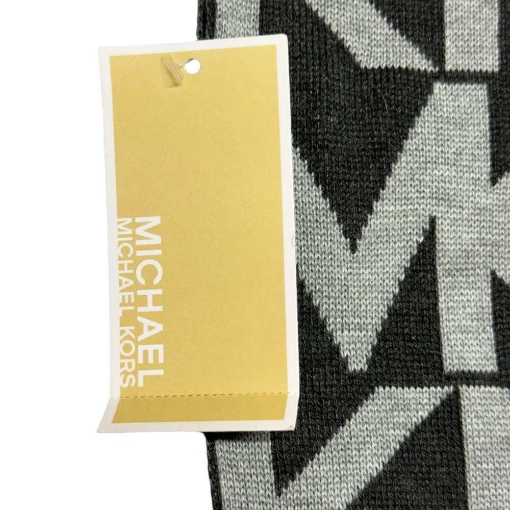 MICHAEL Michael Kors Infinity Scarf Wrap Black Grey Knit Acrylic Casual Winter